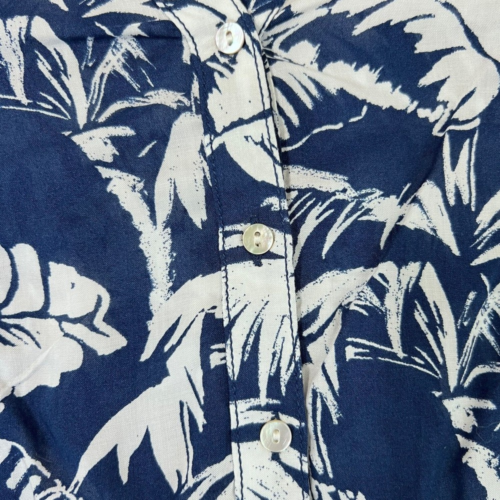 L.O.G.G. H&M Women Tunic Dress Blue White 2 Beach Cover Up Palm Leaves Tropical - Picture 8 of 16